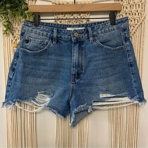 KANCAN‎ Ivanna Ultra High Rise Mom Distressed Cut Off Denim Jean Shorts 11 / 29